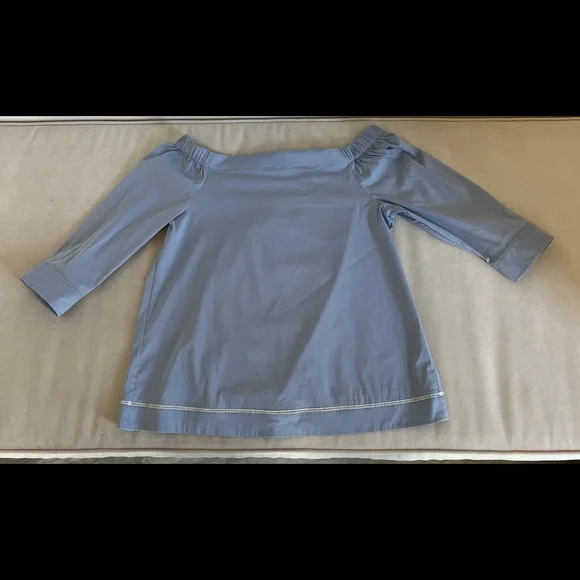 Theory Blue Off The shoulder Top - Size S - Picture 2 of 8